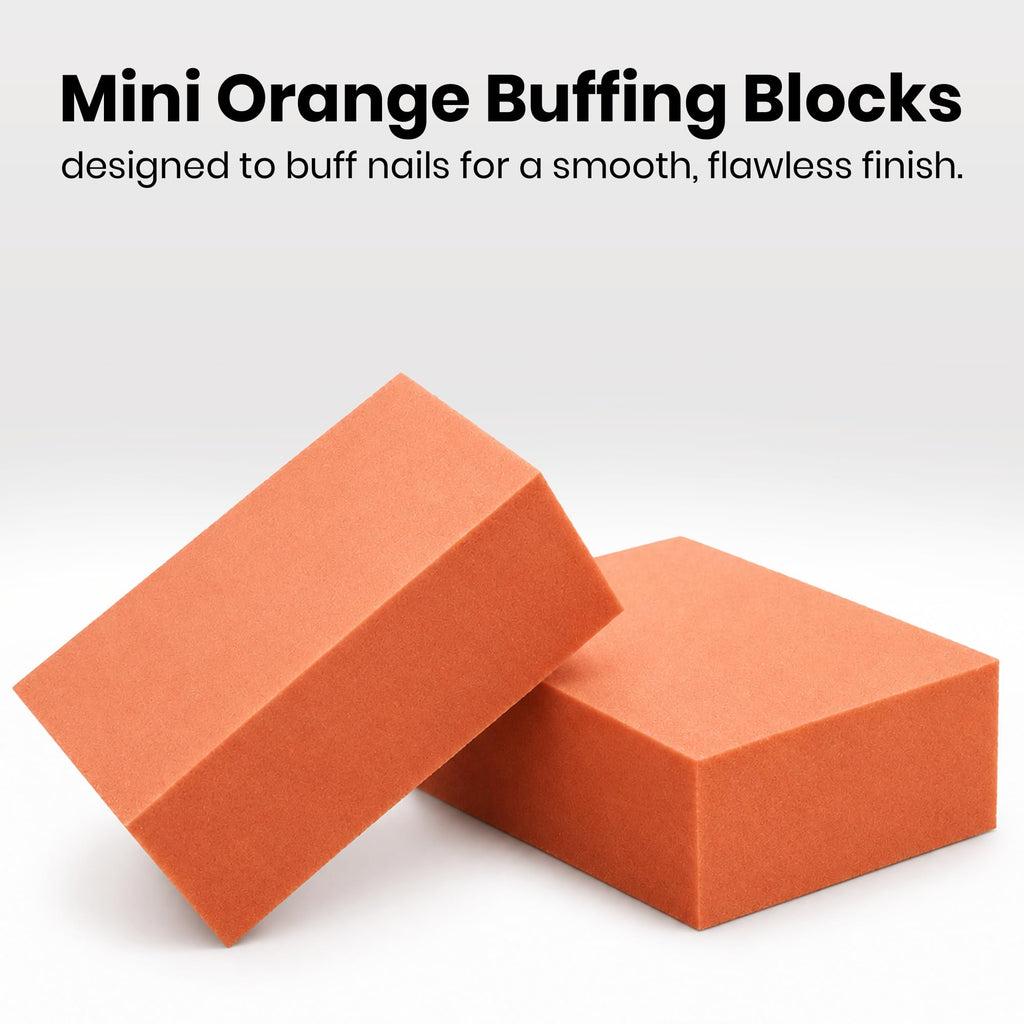 ForPro Orange Mini Buffing Nail Blocks, 100/180 Grit, 1000 Count