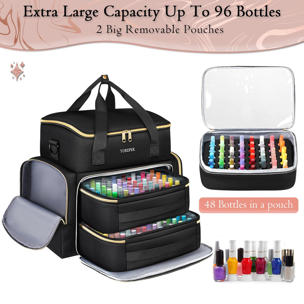 YOREPEK Nail Polish Organizer Case with Removable Pouches