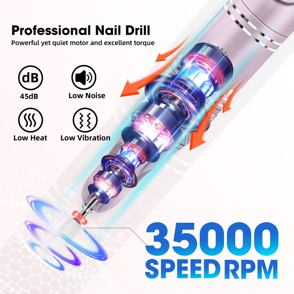 Professional Cordless 35,000 RPM Rechargeable Nail Drill