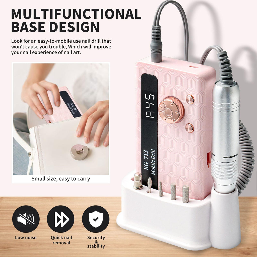 Professional Rechargeable Nail Drill Kit, 45,000 RPM with 13 Bits