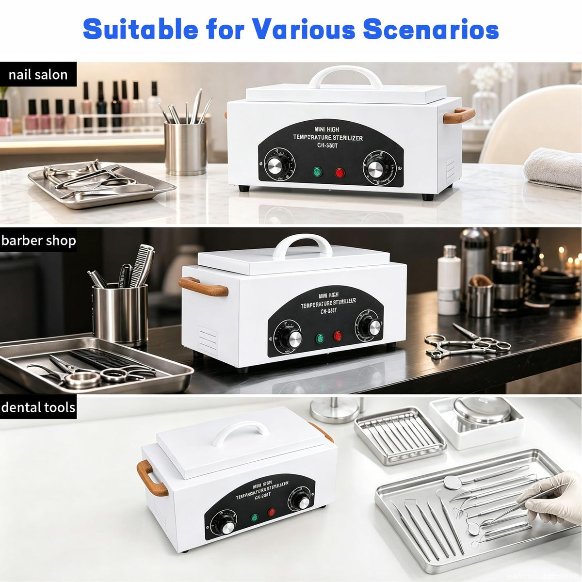 High Temperature Nail Tool Sterilizer Autoclave Machine, 110V 1.5L 300W