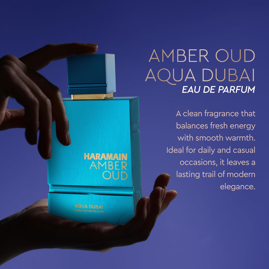 Al Haramain Amber Oud Aqua Dubai Eau de Parfum for Men with Travel Atomizer