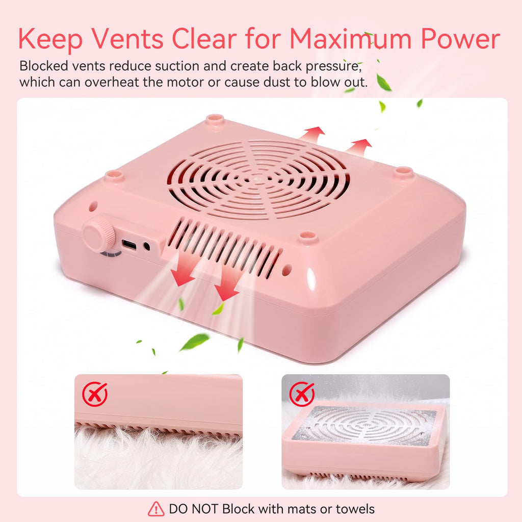 SAVILAND Nail Dust Collector with LED Lamp and Reusable Filter
