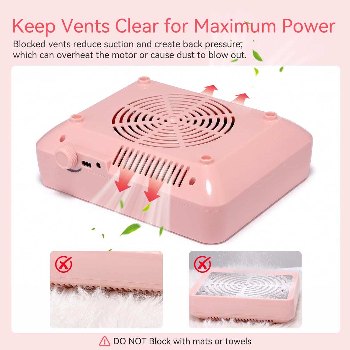 SAVILAND Nail Dust Collector with LED Lamp and Reusable Filter
