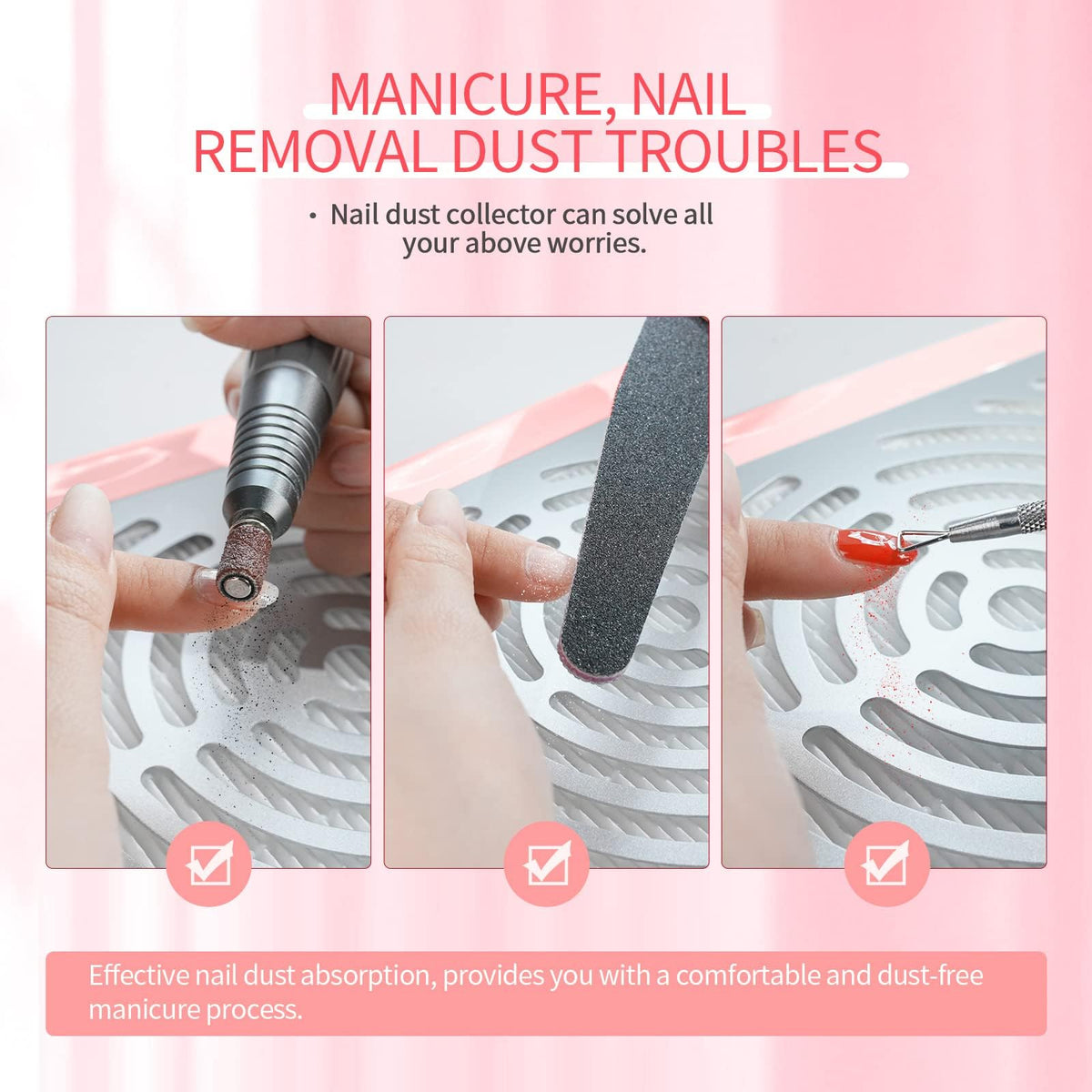SAVILAND Nail Dust Collector with LED Lamp and Reusable Filter