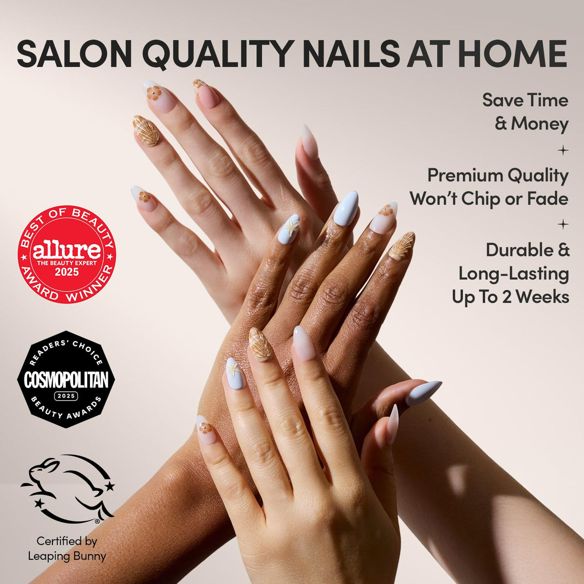 Glamnetic Press-On Nail Set - Customizable Salon-Style Fake Nails