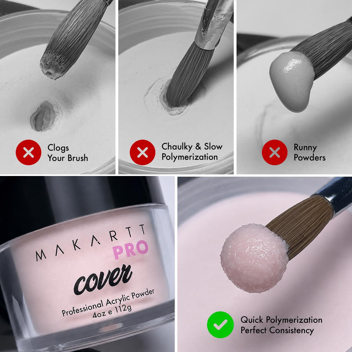 MakarttPro Acrylic Cover Powder for Nail Extensions, 4 oz