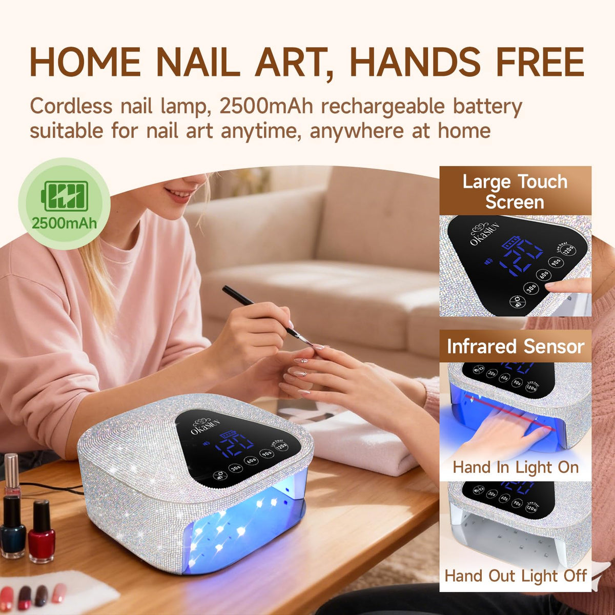 UV LED Nail Lamp with UV Gloves, Rechargeable Gel Polish Dryer