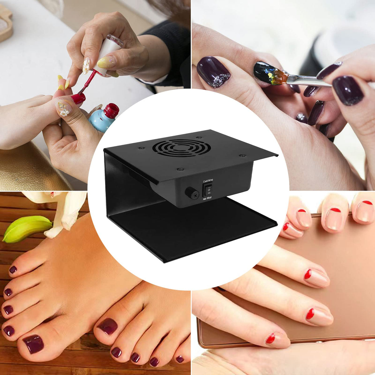 Nail Dryer Fan for Gel and Regular Polish, 110V 300W Hot & Cool Air