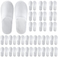 UrbanRoots 28 Pairs Disposable Guest Slippers with Pouch, Non-Slip White House Slippers