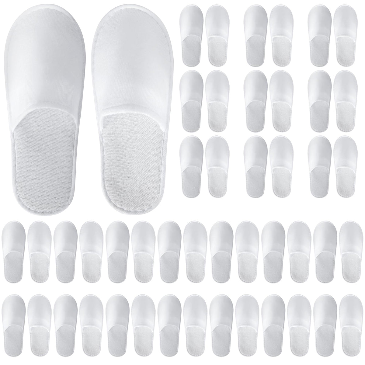 UrbanRoots 28 Pairs Disposable Guest Slippers with Pouch, Non-Slip White House Slippers