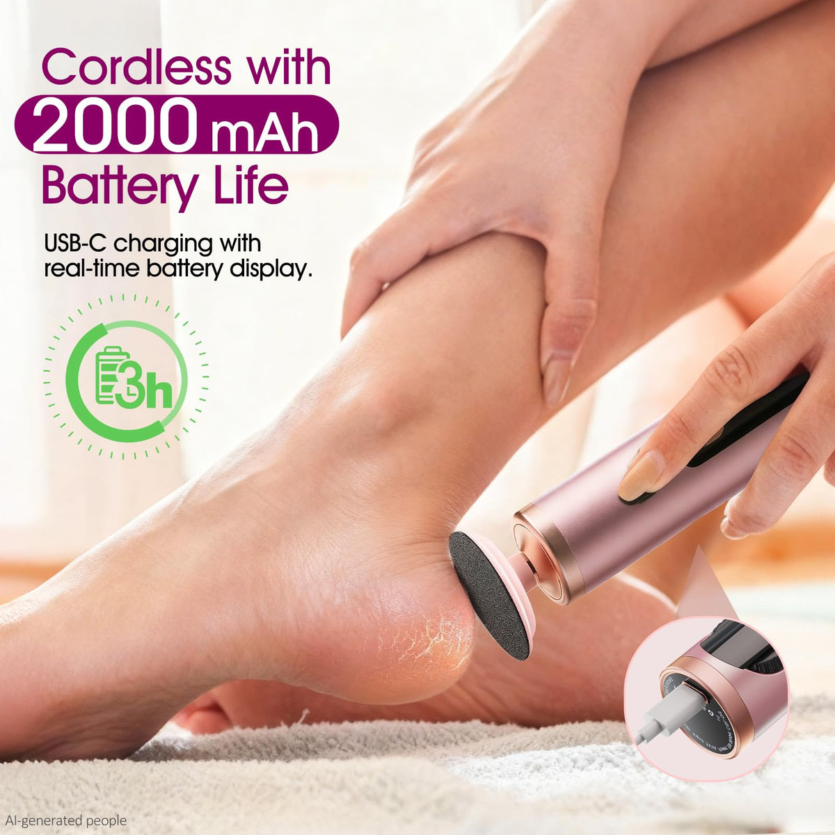 Rechargeable Electric Foot Callus Remover with Adjustable Speed