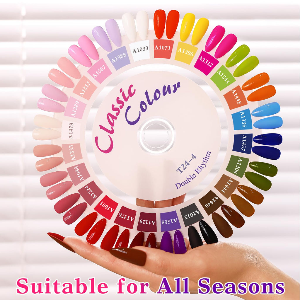 Double Rhythm 28-Piece Gel Nail Polish Set with Base, Top & Building Gels