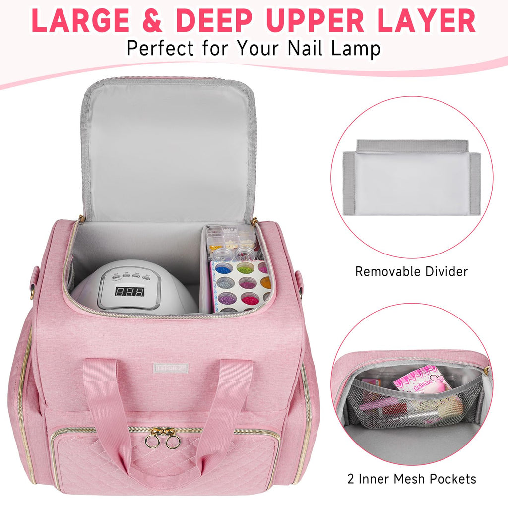Nail Polish Organizer Bag with Removable Cases and Lamp Storage