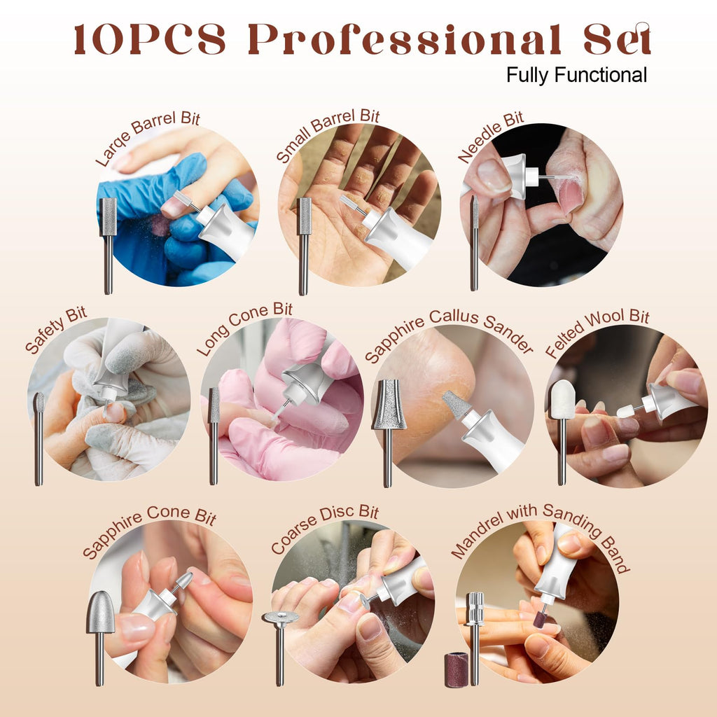 Cordless Electric Nail Drill Kit with LED Display and Nail Care Accessories