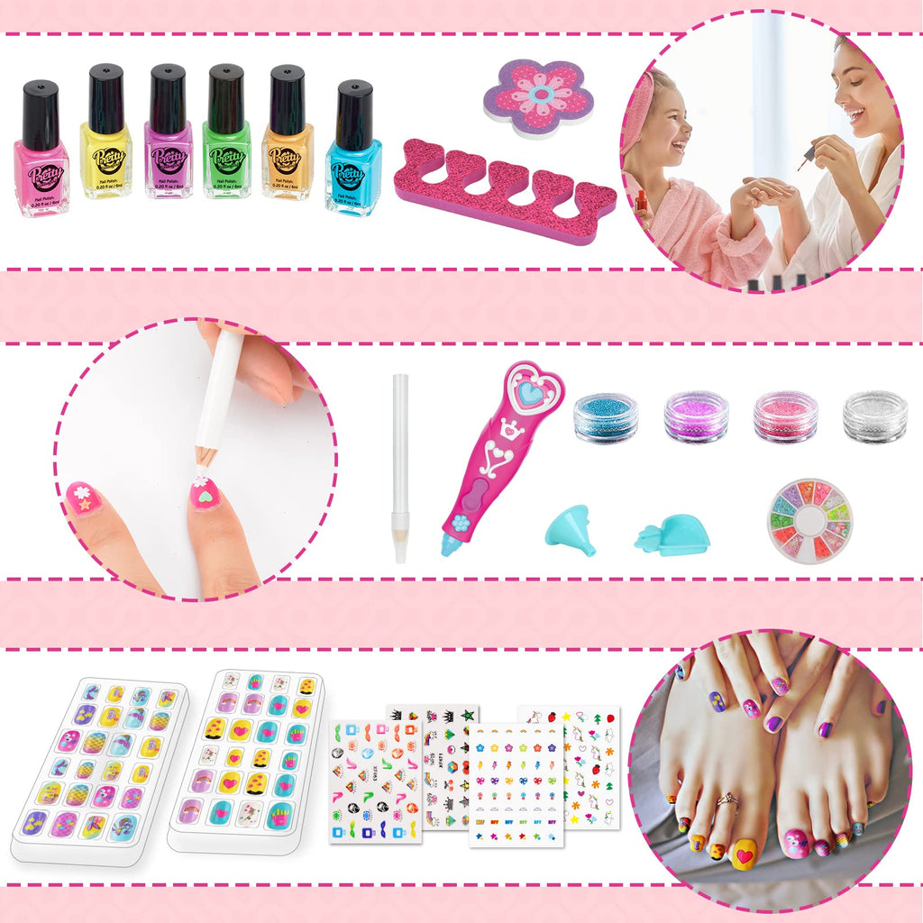 BATTOP Kids Nail Polish Set with Nail Dryer and Glitter Pen