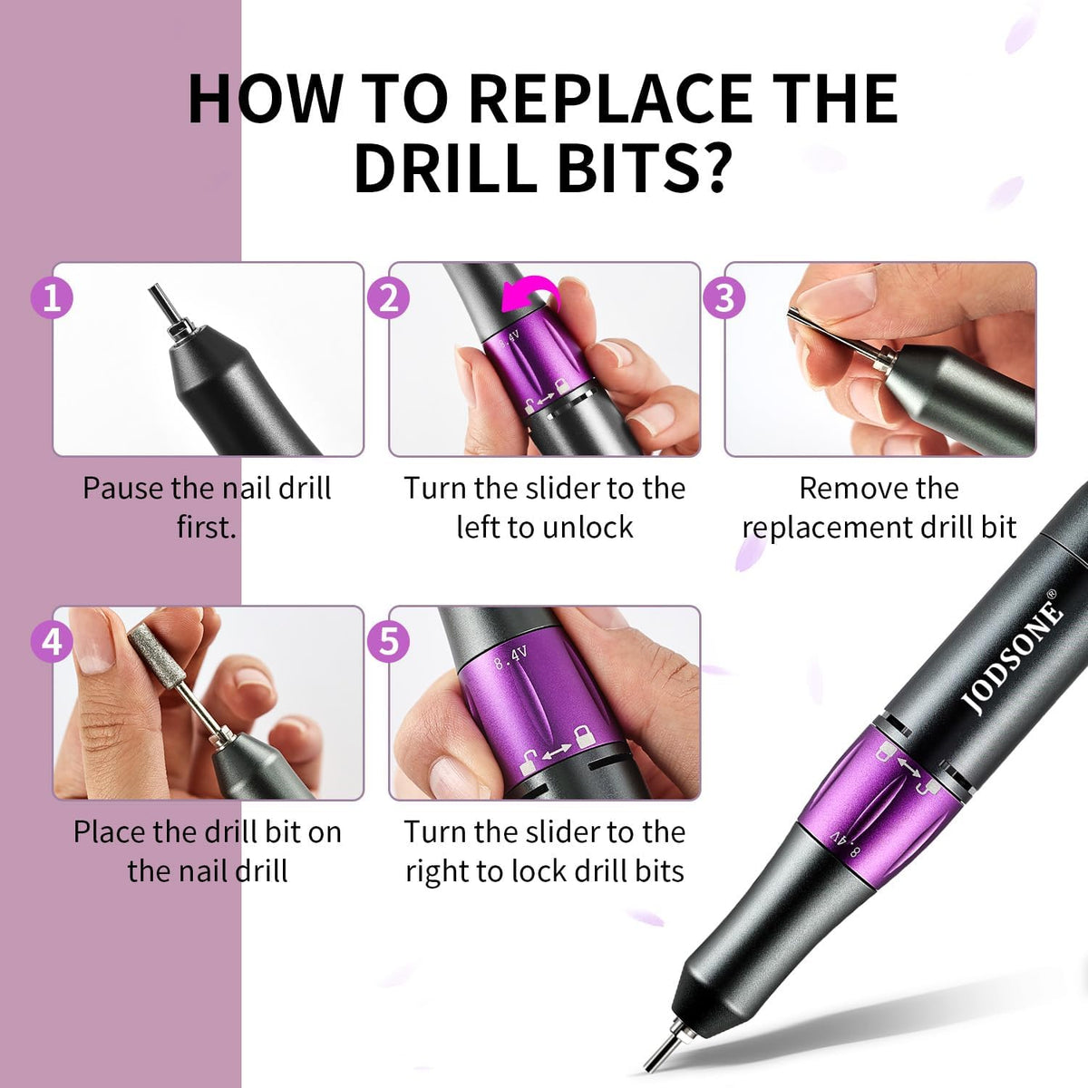 JODSONE Professional Rechargeable Nail Drill 45000 RPM