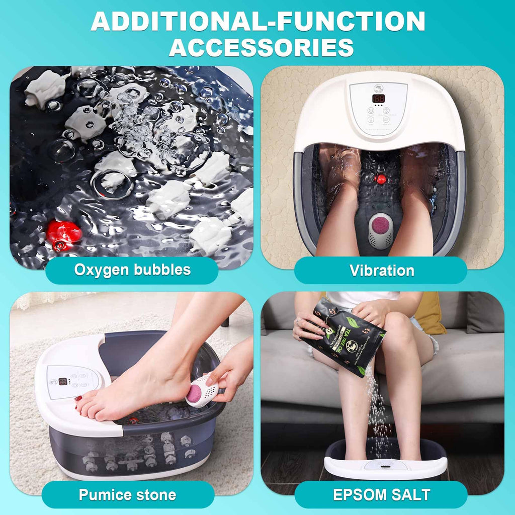 ECARBME Heated Foot Spa Bath Massager with Bubbles and Massage Rollers