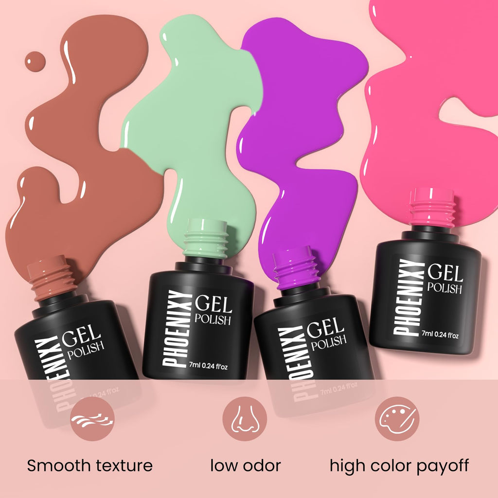 Phoenixy Gel Nail Polish Set with Vibrant Color Variety