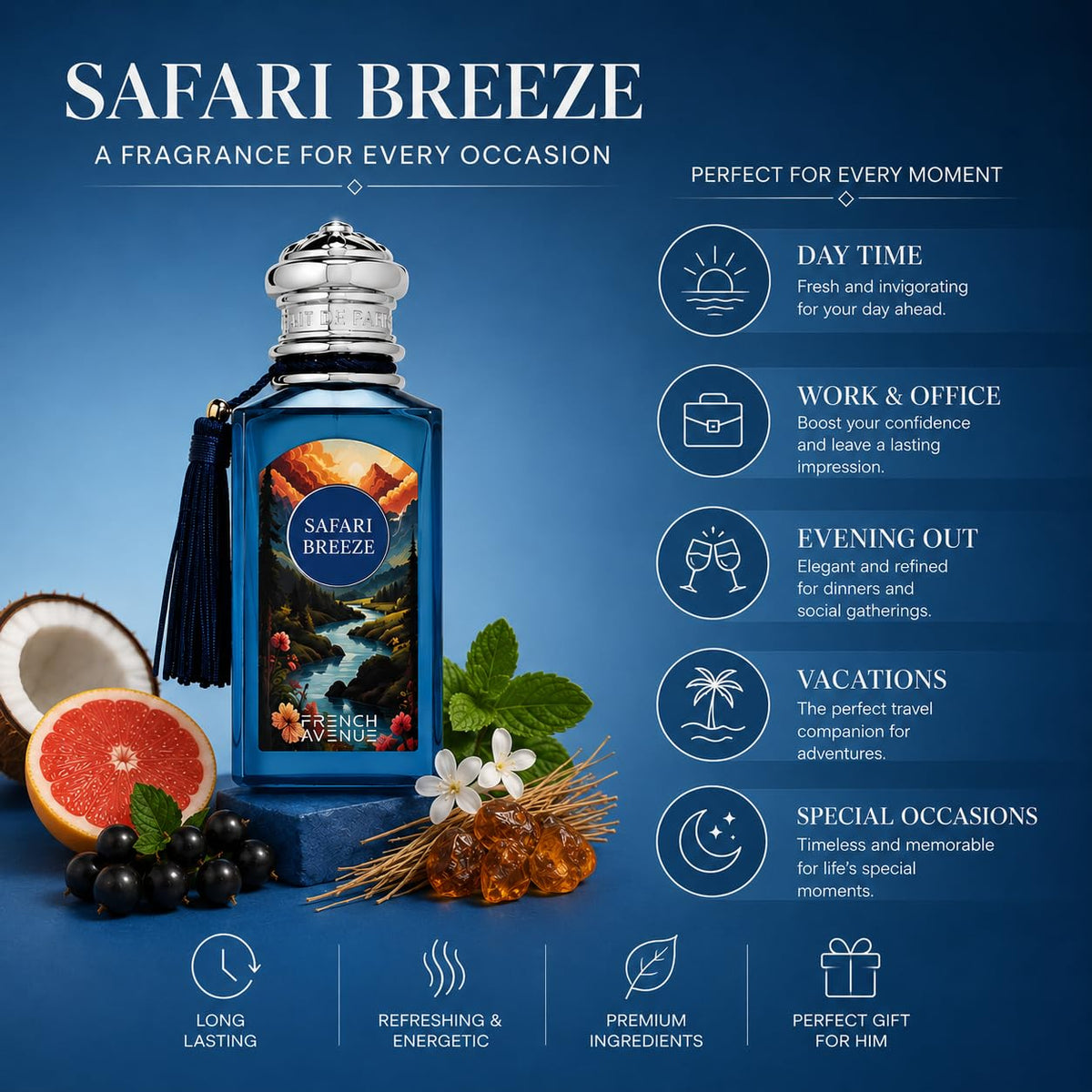French Avenue Safari Breeze Floral Fruity Eau de Parfum 100ml