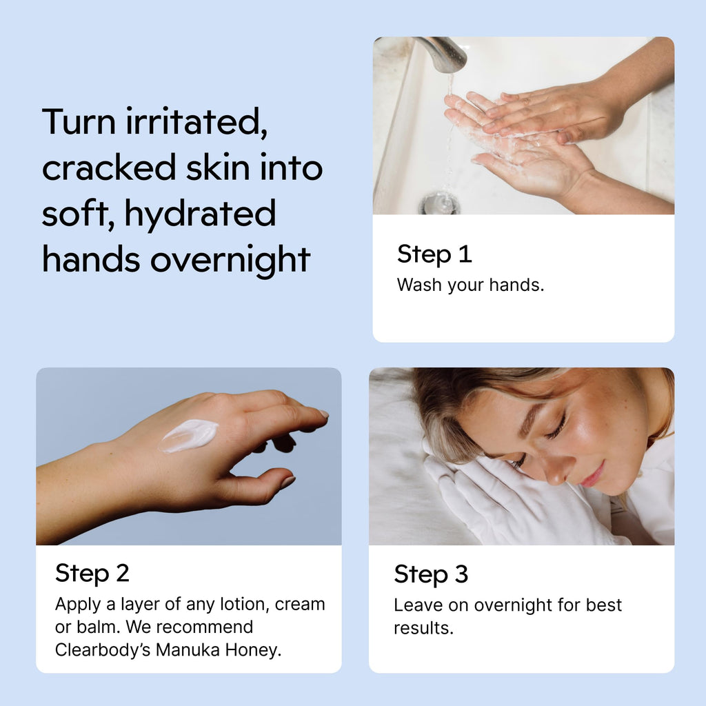 Clearbody Organics 100% Organic Cotton Sleeping Gloves for Dry Hands