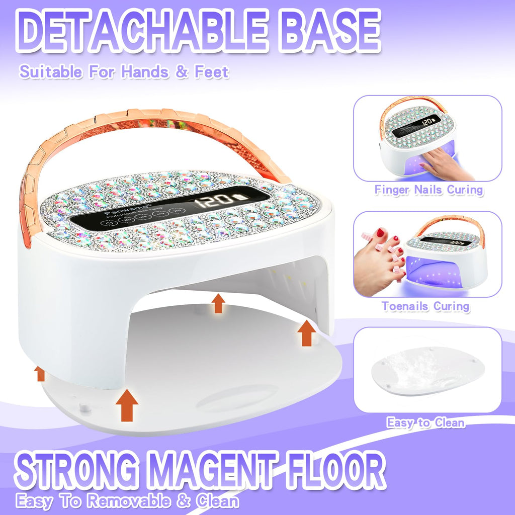 UV LED Nail Lamp, Rechargeable Cordless Gel Polish Dryer with 45 LEDs