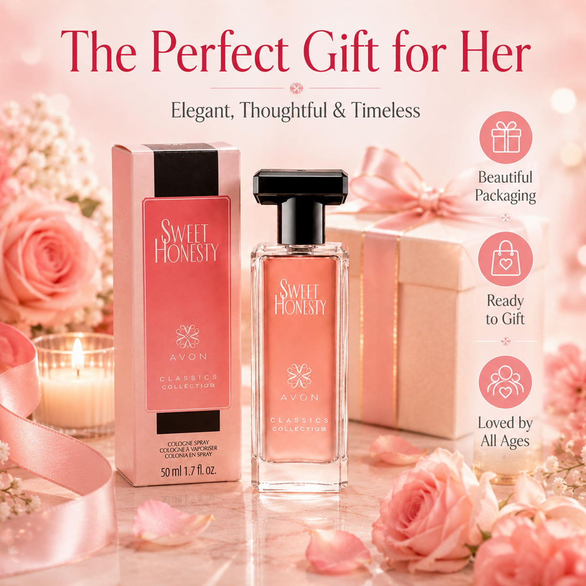 AVON Sweet Honesty Women's Eau de Cologne Spray, 1.7 Fl Oz