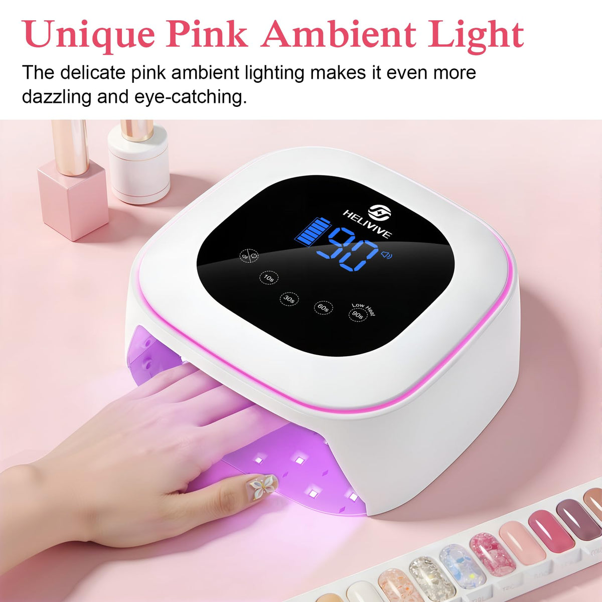 Cordless 80W UV LED Nail Lamp, Rechargeable Gel Nail Dryer