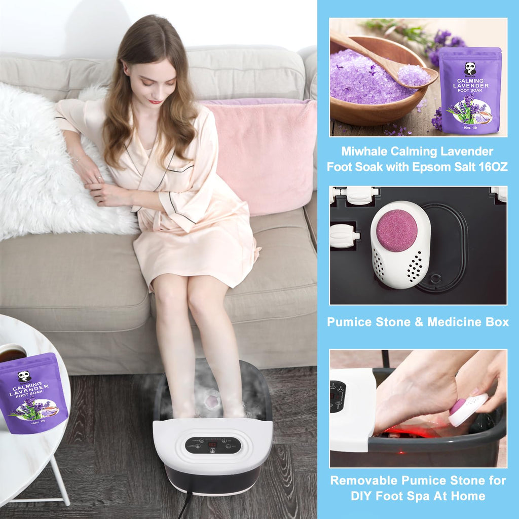 Miwhale Foot Spa Bath Massager with Heat, Bubbles, Vibration, Jets and Rollers