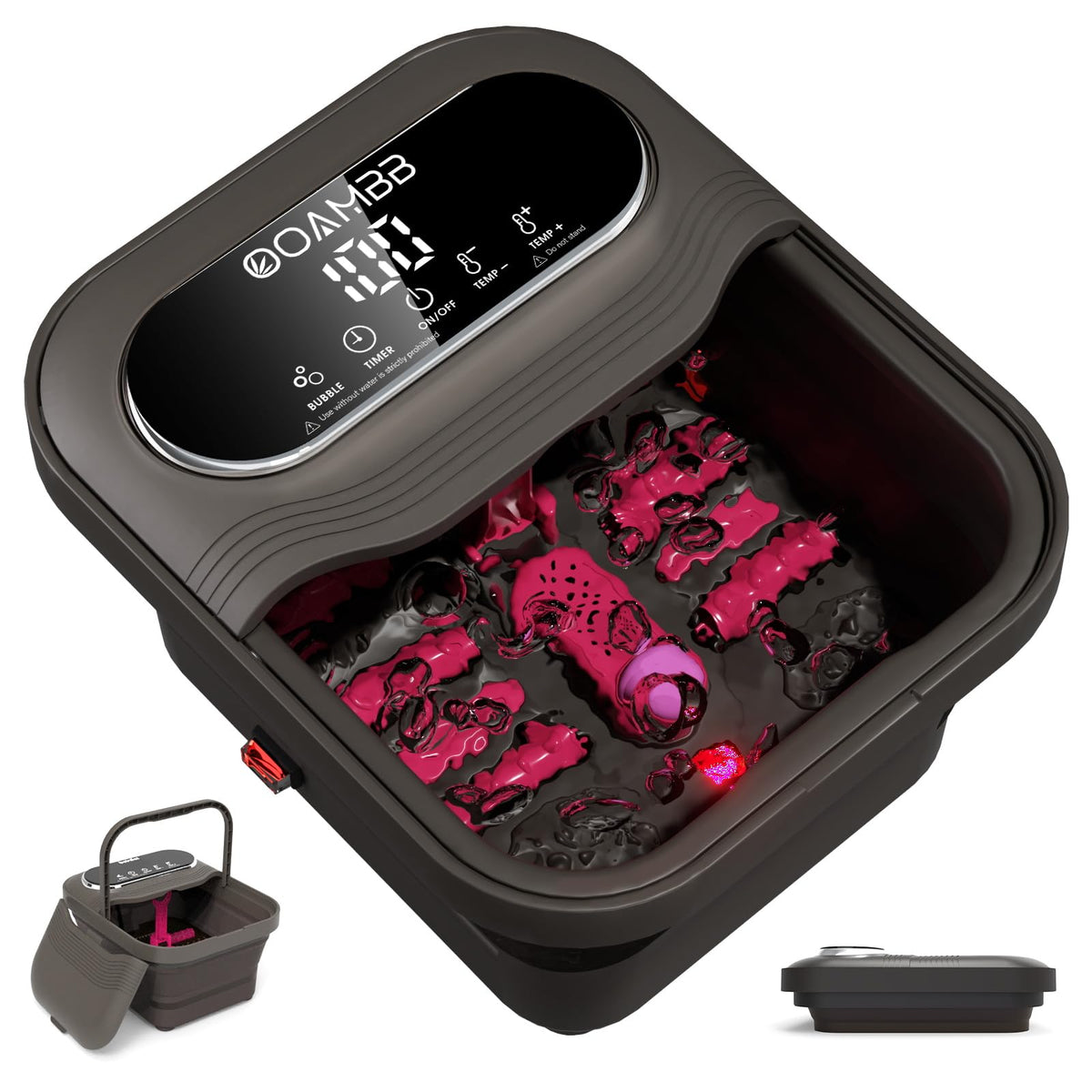 OOAMBB Collapsible Foot Spa with Heat, Bubble and Temperature Control