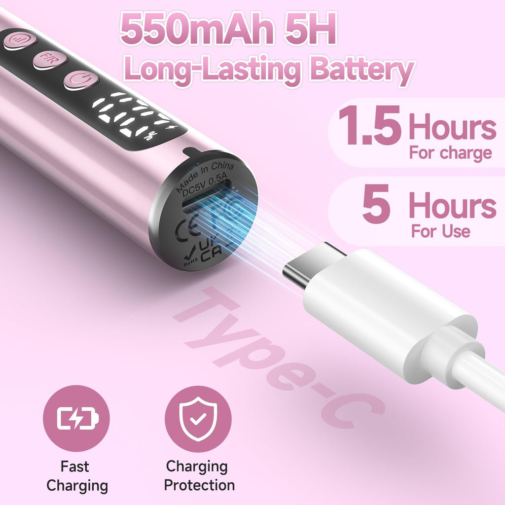 Cordless Electric Nail Drill 35000 RPM with LCD Display