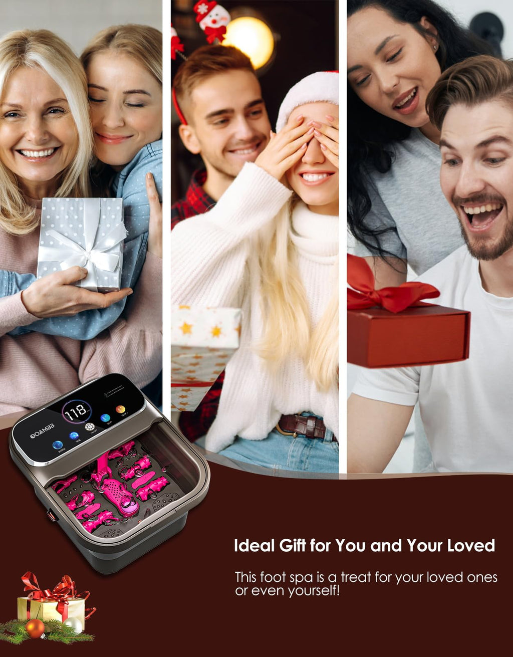 OOAMBB Collapsible Foot Spa with Heat, Bubbles, Massage Rollers and Remote Control