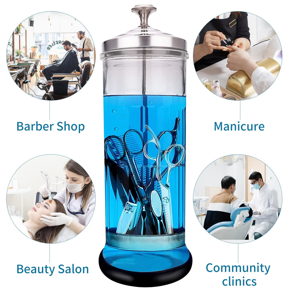 Barber Disinfectant Jar with Removable Stainless Steel Basket, 50.7 oz