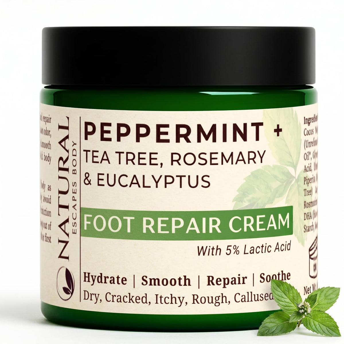 Natural Escapes Peppermint Foot Cream with 5% Lactic Acid