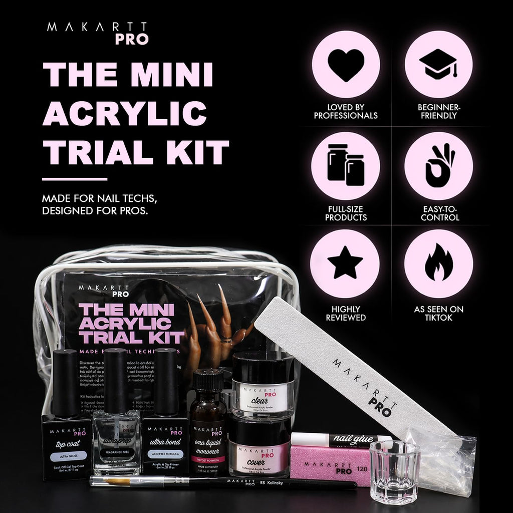 MakarttPro Mini Acrylic Nail Kit for Beginners, 12-Piece Starter Set