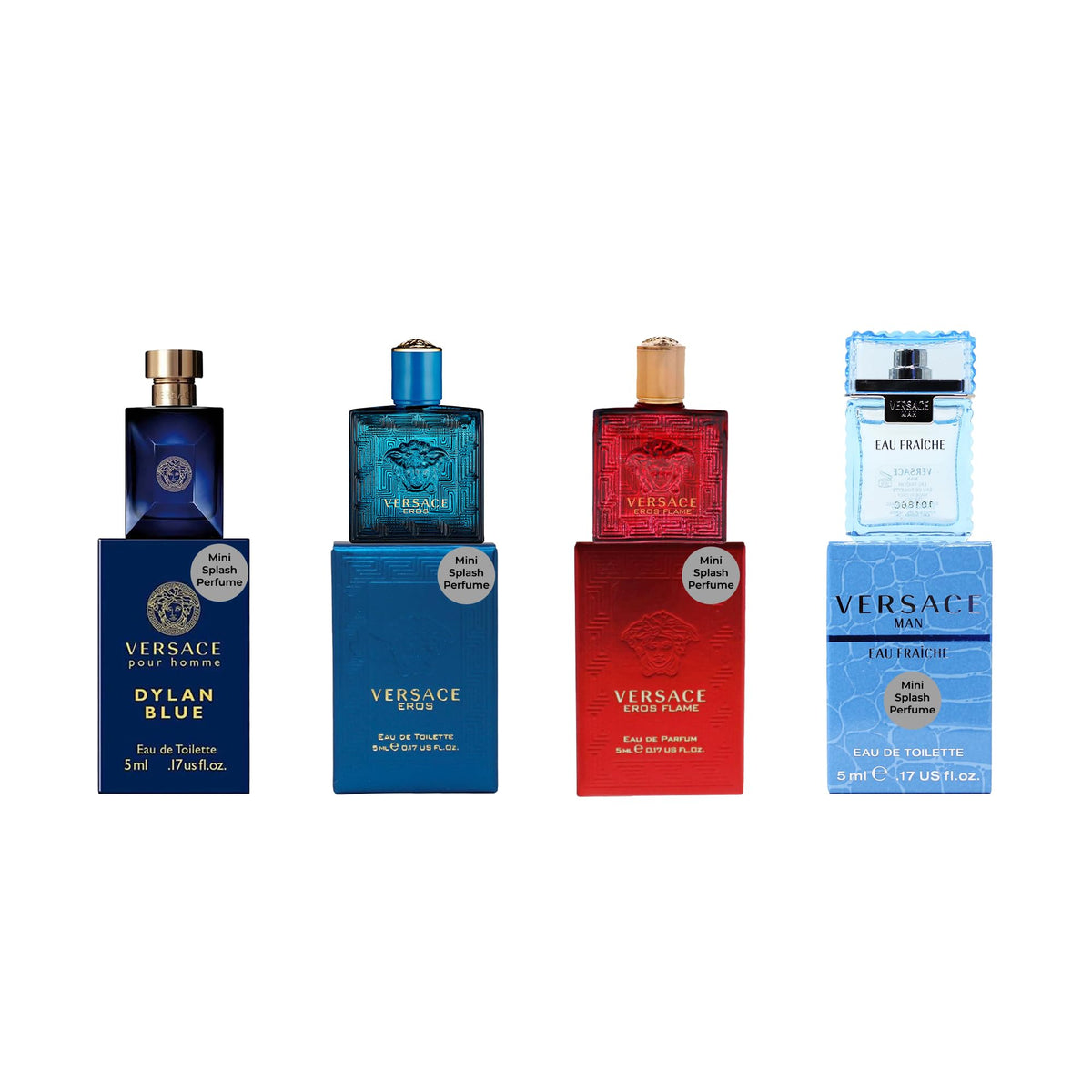 Versace Men's 4-Piece Mini Fragrance Gift Set with Travel-Size Sampler