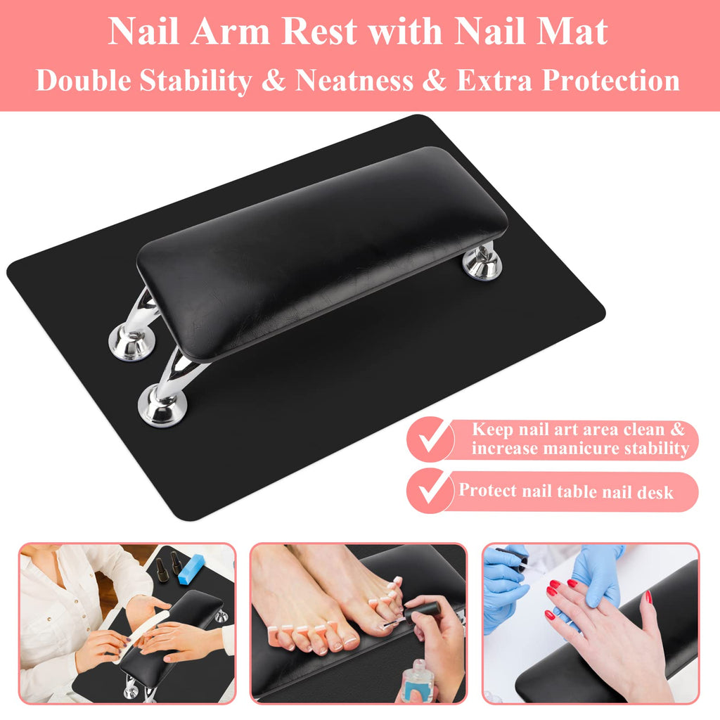 Nail Arm Rest with Nail Table Mat, Microfiber Leather Hand Cushion
