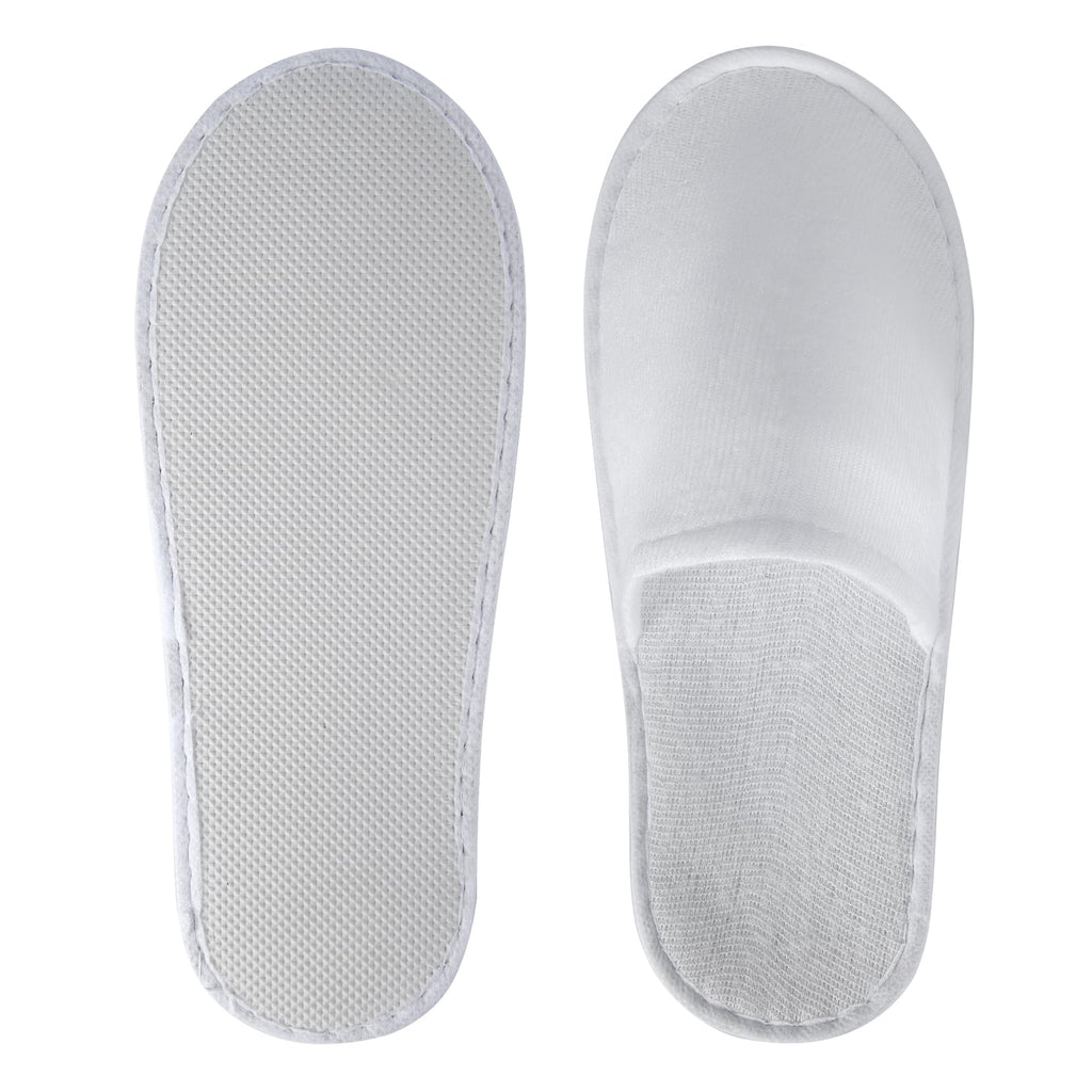 UrbanRoots 28 Pairs Disposable Guest Slippers with Pouch, Non-Slip White House Slippers