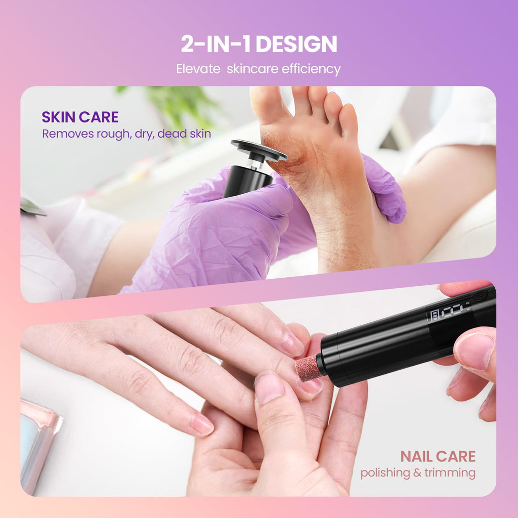 2-in-1 Electric Callus Remover and Nail Grinder with LED Display