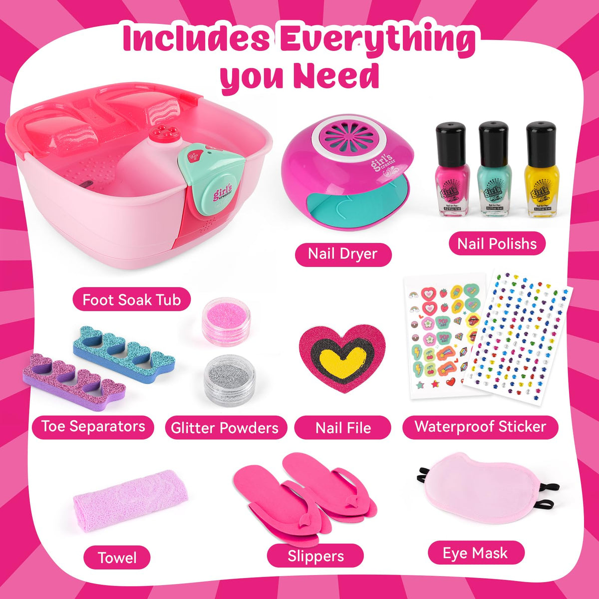 Auntyfey Kids Spa Day Kit for Girls with Foot Spa and Accessories