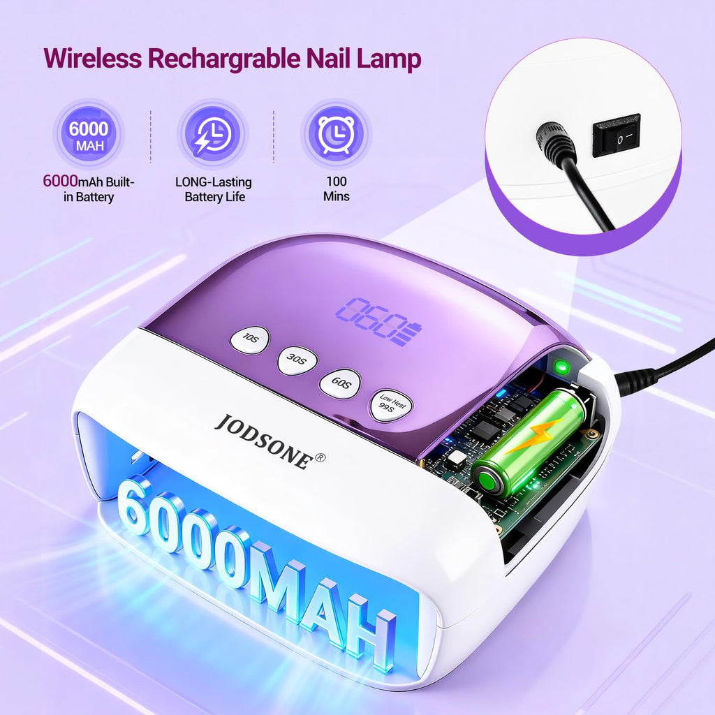 JODSONE Cordless LED Nail Lamp Rechargeable Portable Nail Dryer