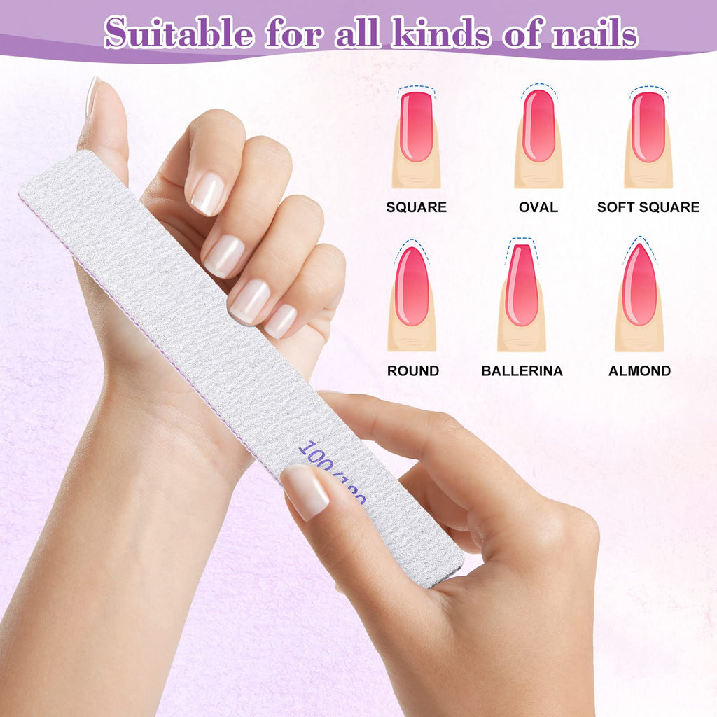 Xinnun 150 Pcs Double-Sided Reusable Emery Board Nail Files