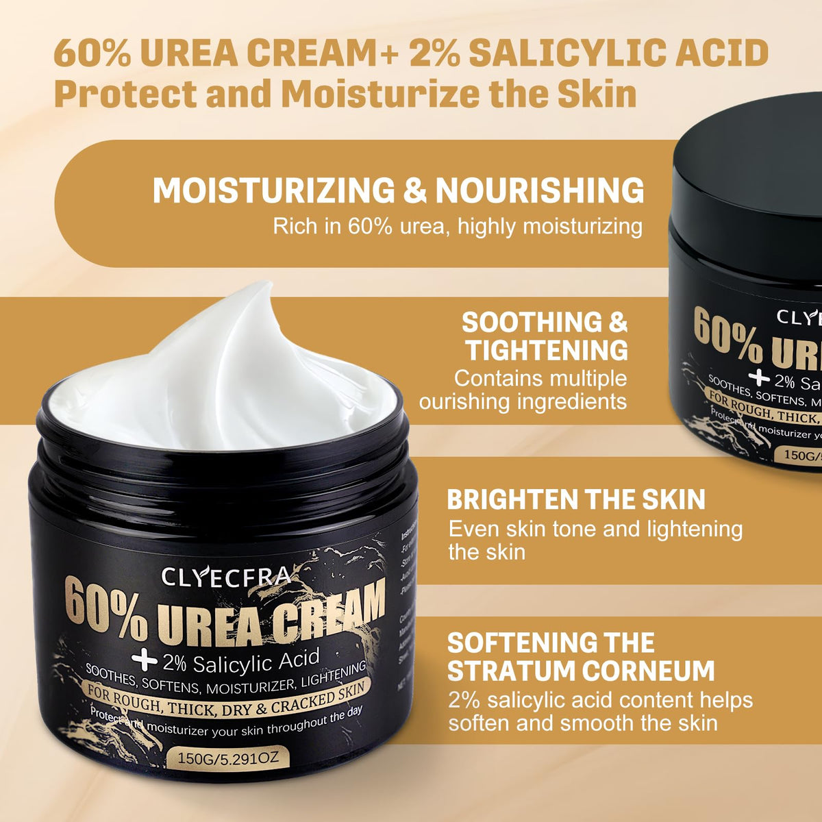 60% Urea Cream with 2% Salicylic Acid for Dry, Rough Skin