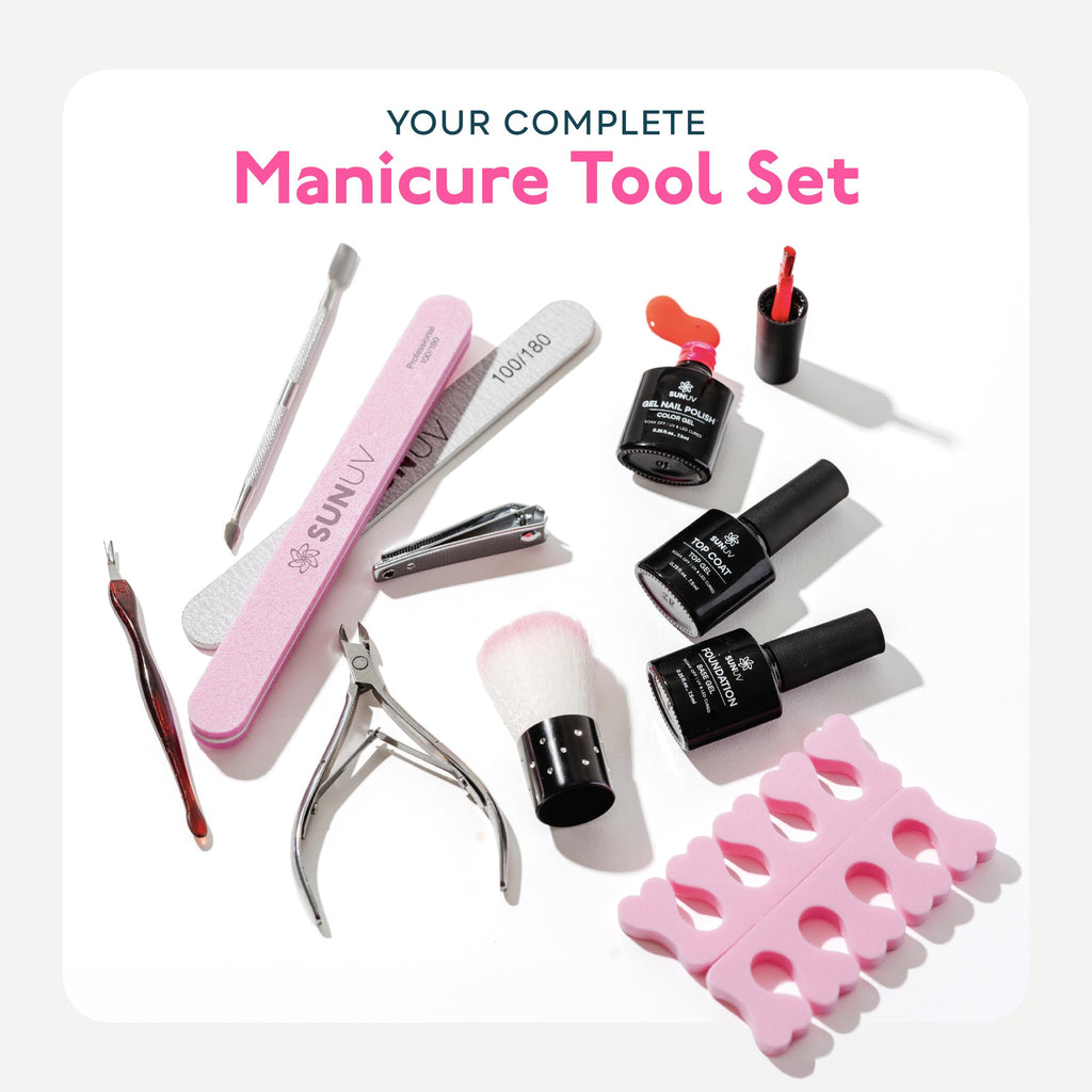 SUNUV Gel Nail Polish Kit with UV/LED Lamp, Base & Top Coat, Nail Tools