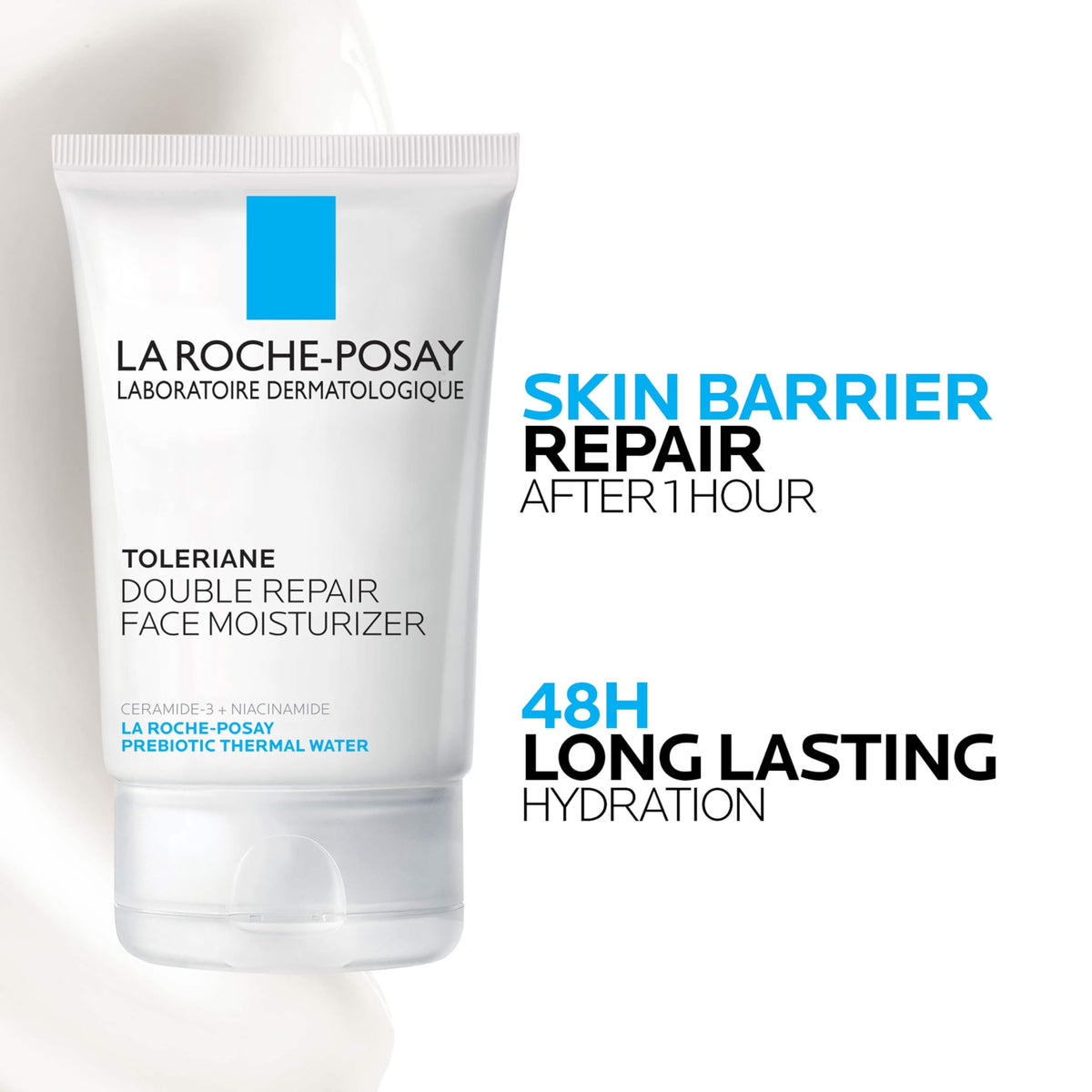 Toleriane Double Repair Face Moisturizer with Ceramide & Niacinamide, 3.38 fl oz