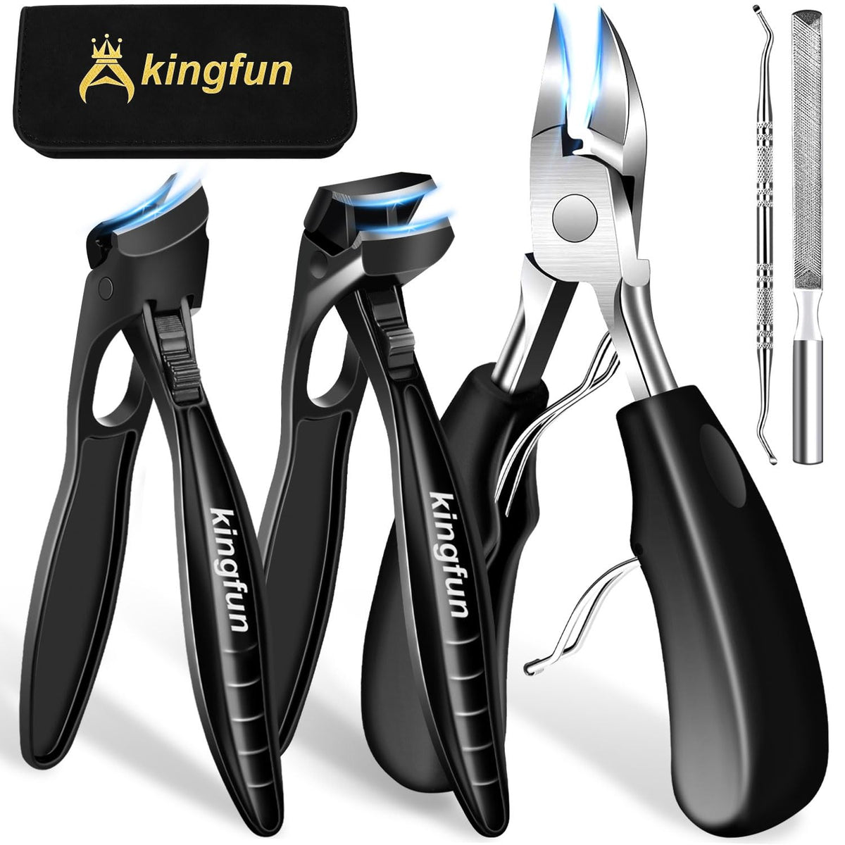 Kingfun Toenail Clipper Set for Seniors, Thick and Ingrown Toenails