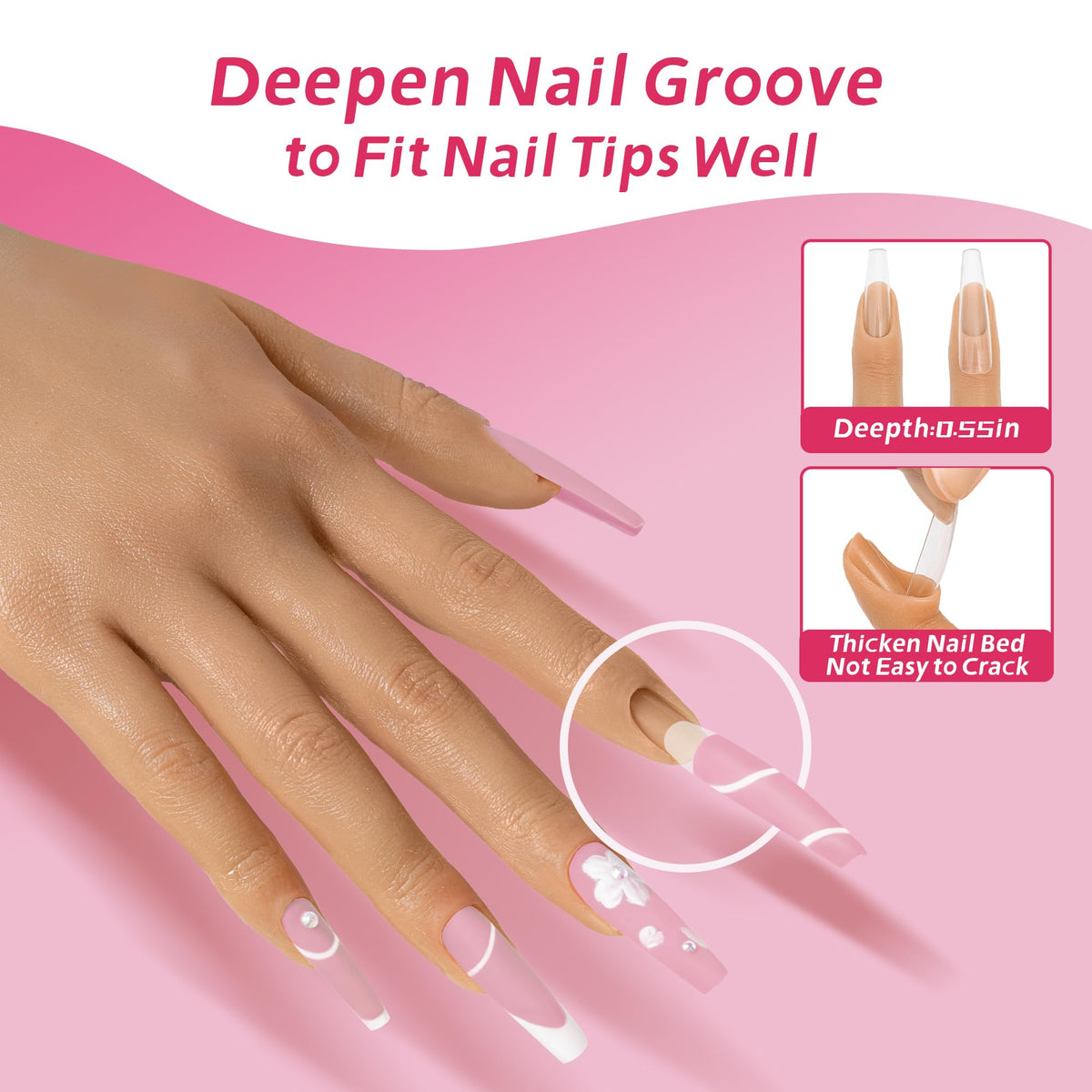 Realistic Silicone Practice Hand for Acrylic, Gel and Nail Polish Training