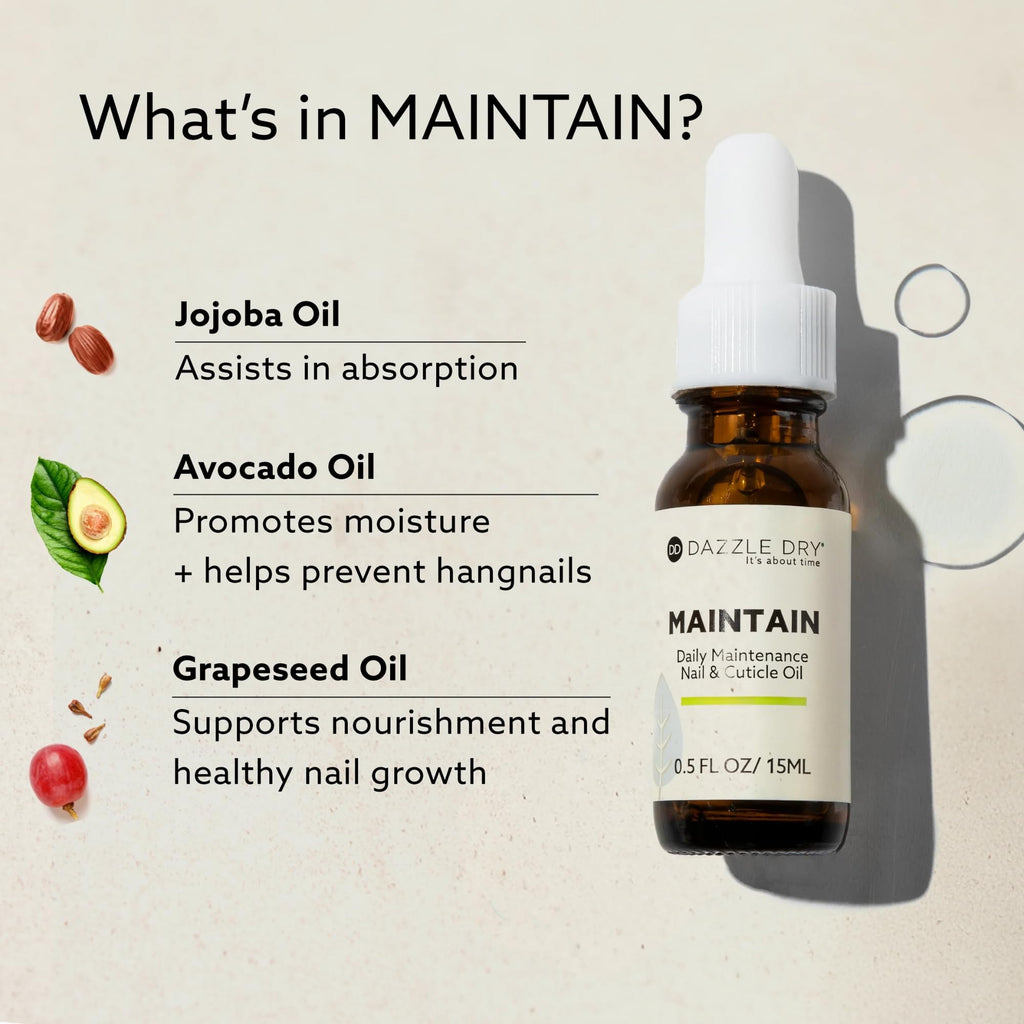 Dazzle Dry Maintain Daily Nail & Cuticle Oil, Vegan & Cruelty-Free