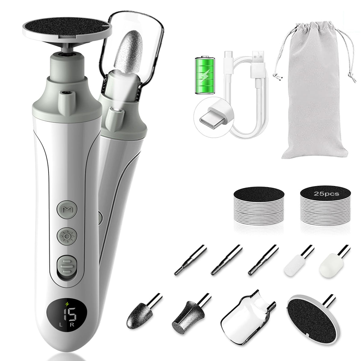 Cordless Electric Foot Callus Remover and Manicure Pedicure Kit