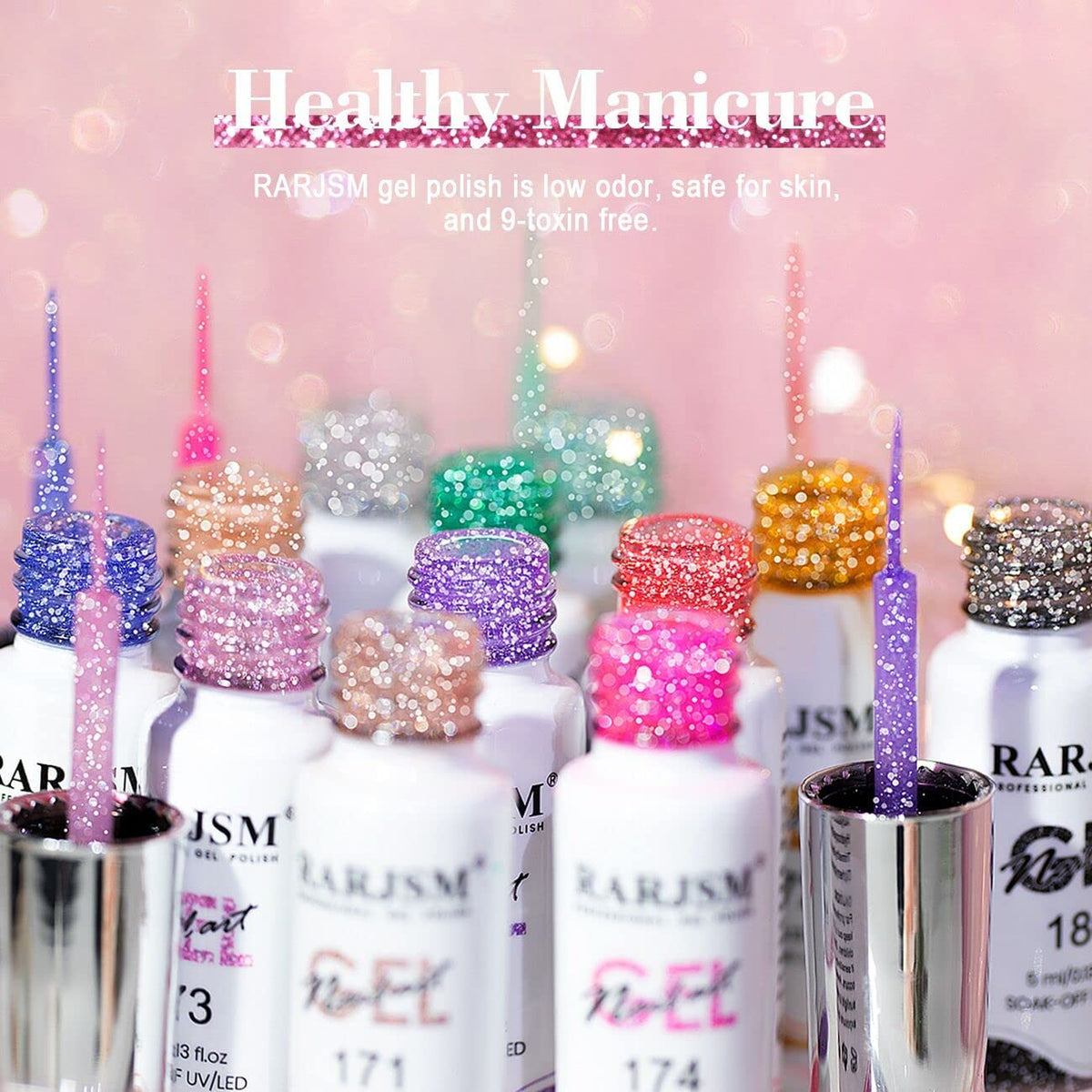 RARJSM Reflective Glitter Nail Art Gel Liner, 12 Colors, 5ml